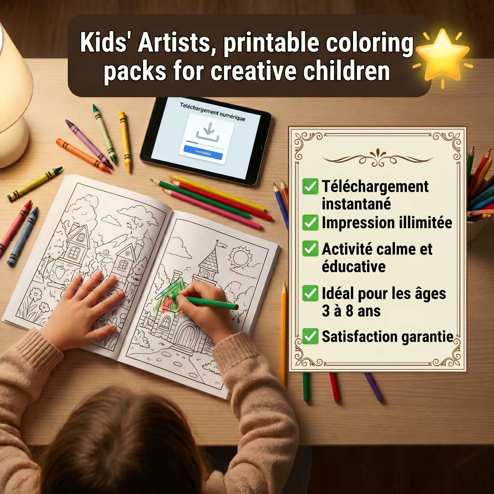 Enfant qui colorie un livre Kids' Artists